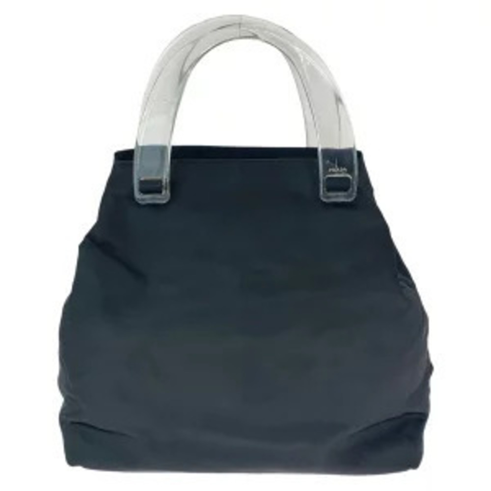 Prada triangular tote bag black Handbag Tessuto plate Black
